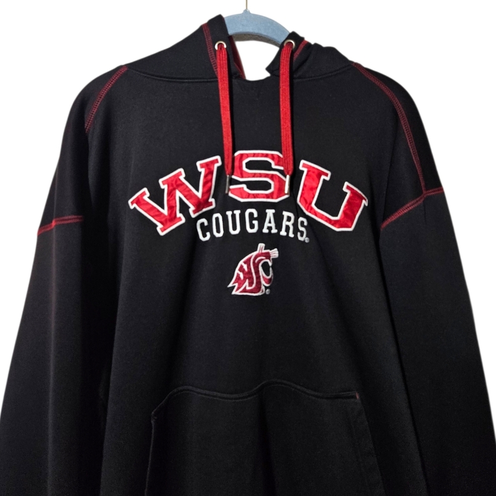 Vintage Cougars WSU Retro Black/Red Hoodie Mens XL  Sweater Y2K NCAA Fleece